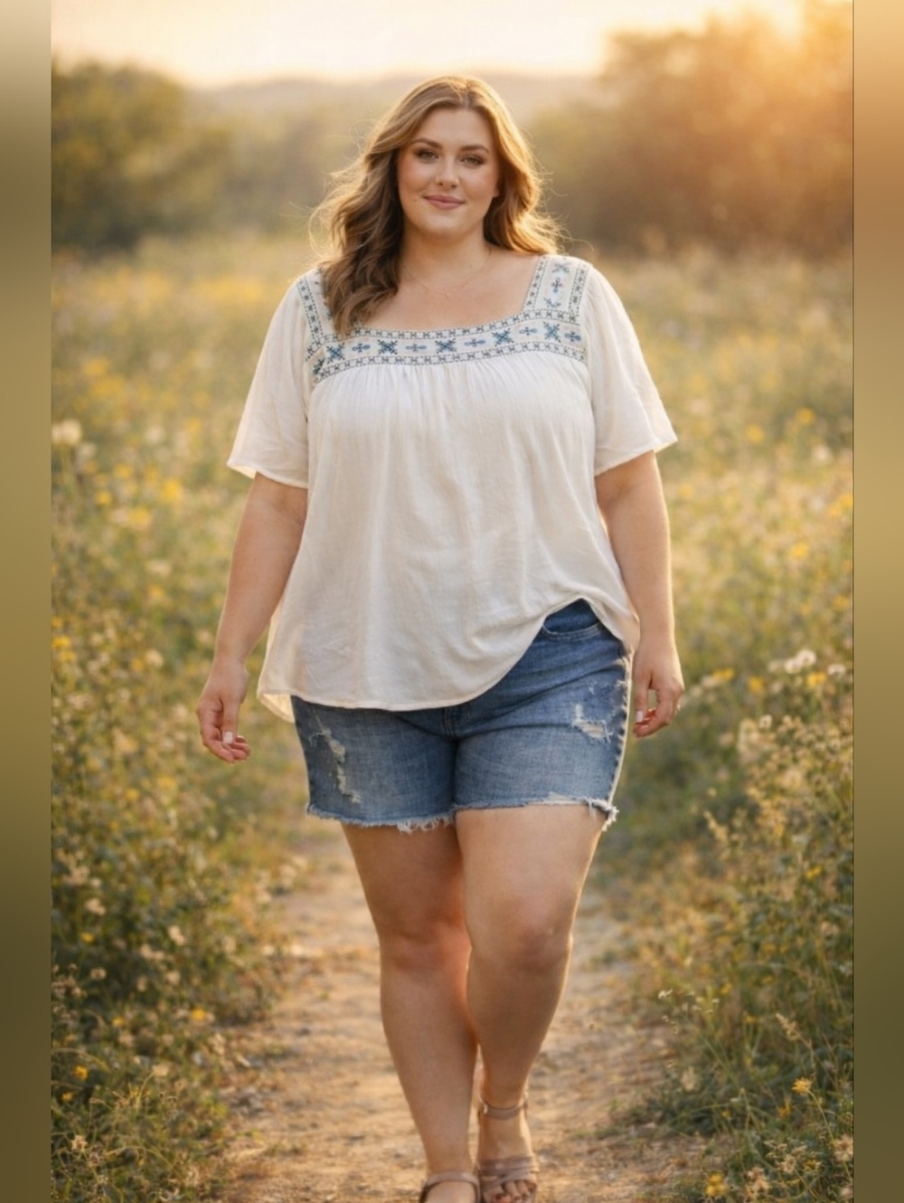 NWT Davi & Dani White Embroidered Women's Top Size 2X